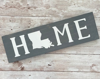 Louisiana Home State Wood Sign: Housewarming Wall Decor