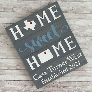 Personalized Home Sweet Home Two State Wood Sign | Two State Home Sign | New Home Sign | Housewarming | Farewell Gift | Going Away Gift