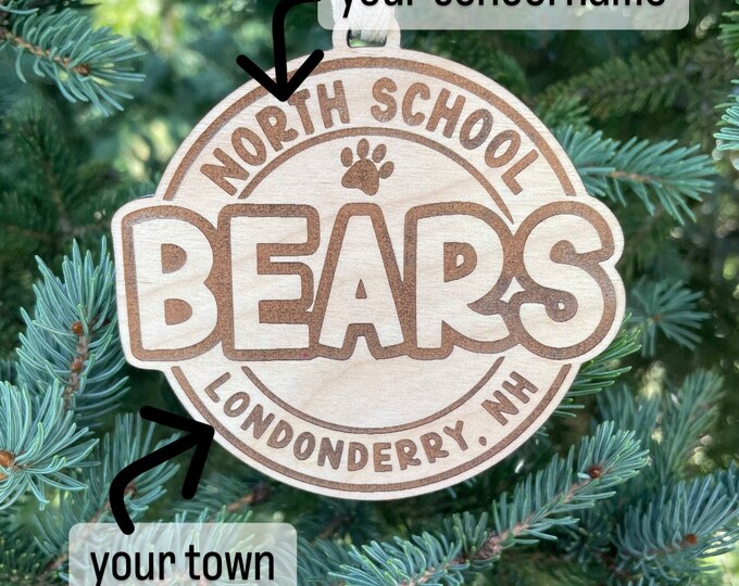 Bears Mascot School Ornament | School Mascot Ornament | Bears Team Spirit Ornament | Custom School Ornament