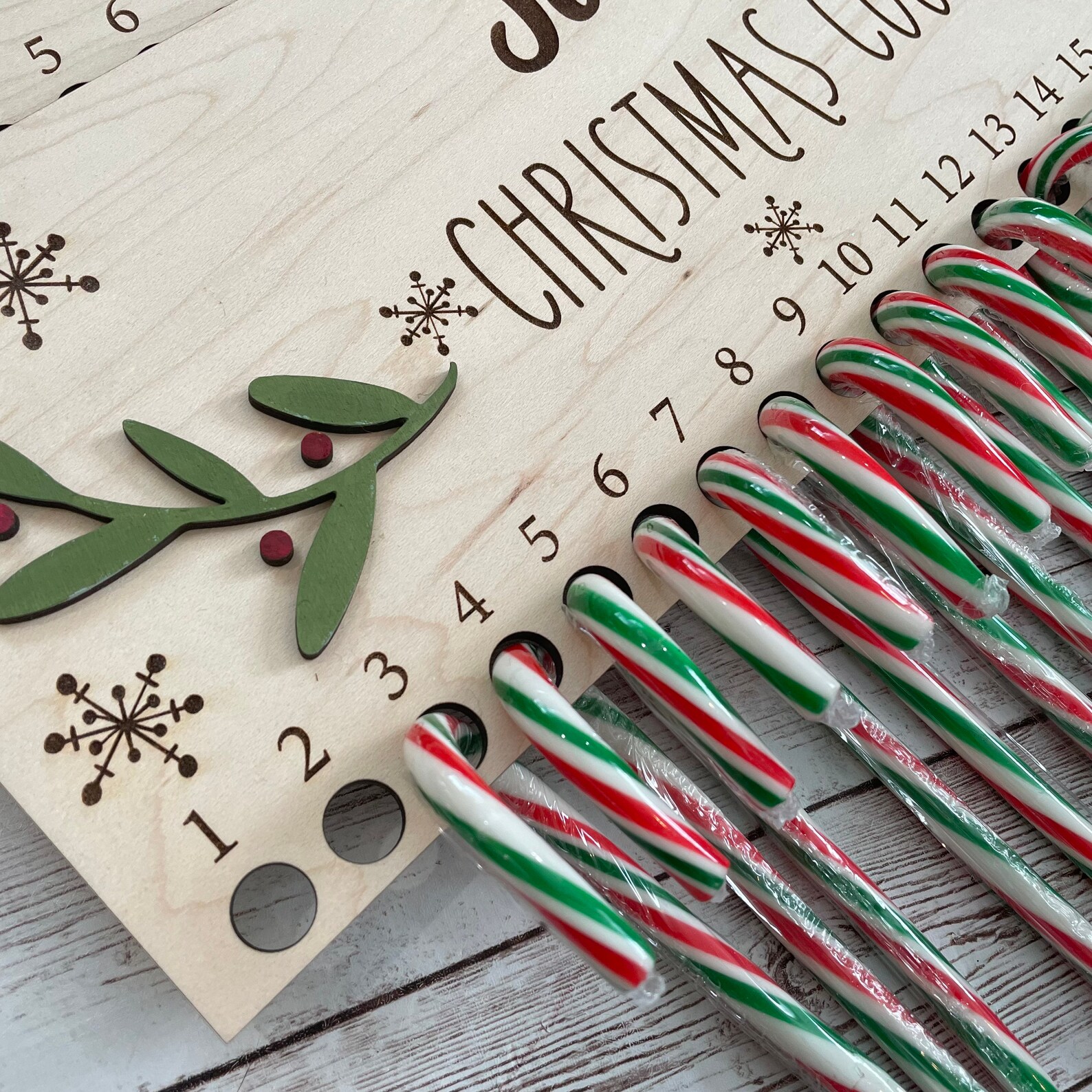 Candy Cane Christmas Countdown Sign Candy Cane Treat Holder Etsy