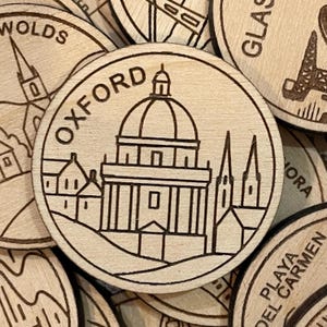 Jeton ou aimant de voyage d'Oxford en Angleterre | Jetons de collection pour l'état, la ville, le monument, les parcs nationaux ou le pays du bois | Jeton de suivi de voyage