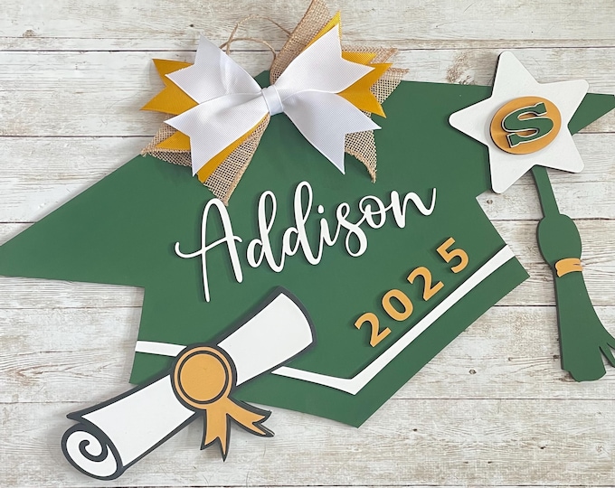 2025 Custom Grad Cap Door Hanger | Senior Grad Decor | High School Graduation Door Sign | Graduation Party Decor