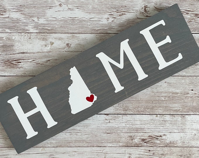 New Hampshire Home State Wood Sign | Housewarming | Gallery Wall Decor | 3 sizes Available 3.5” x 12”, 5.5 x 18” and 9 x 32” Sign