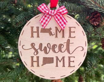 Massachusetts to Connecticut Home Sweet Home Wood Ornament | State to State Home | New Home Gift idea | Housewarming Gift | Christmas 2025