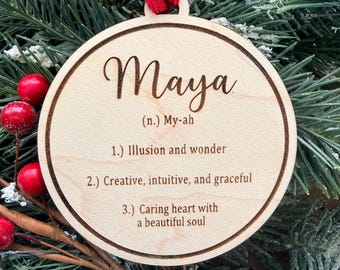 Maya Name Definition Ornament or Sign or Magnet | Name Meaning Gift | 2026 Baby Shower Gift | Name Meaning Ornament | Baby Shower Gift Tag