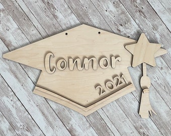 DIY Paint your Own Custom Grad Cap Door Hanger | Senior 2025 Grad Decor | High School Graduation Door Sign | Graduation Party Decor