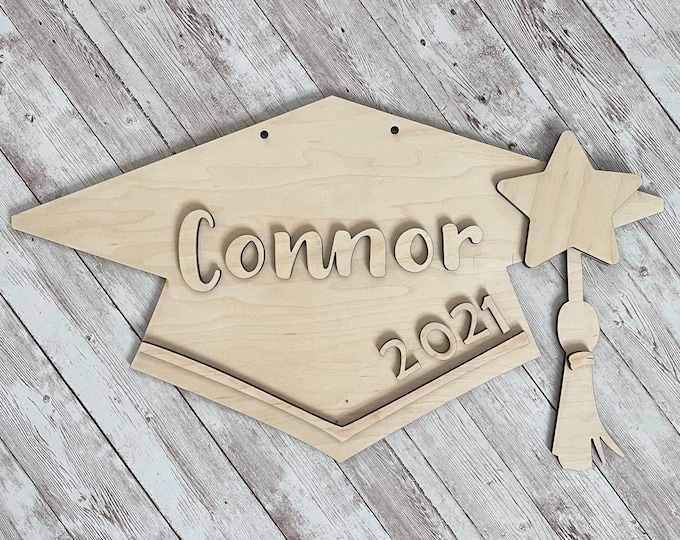 DIY Paint your Own Custom Grad Cap Door Hanger | Senior 2025 Grad Decor | High School Graduation Door Sign | Graduation Party Decor
