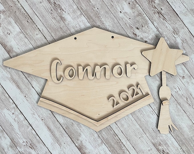 DIY Paint your Own Custom Grad Cap Door Hanger | Senior 2024 Grad Decor | High School Graduation Door Sign | Graduation Party Decor