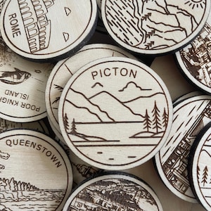 Jeton ou aimant de voyage Picton | Jetons de collection pour l'état, la ville, le monument, les parcs nationaux ou le pays du bois | Jeton de suivi de voyage