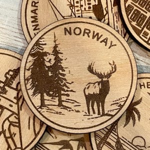 Jeton ou aimant de voyage en Norvège | Jetons de collection pour l'état, la ville, le monument, les parcs nationaux ou le pays du bois | Jeton de suivi de voyage