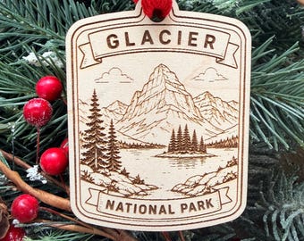 Template National Park Ornament: Engraved Wood Destination Collector Souvenir