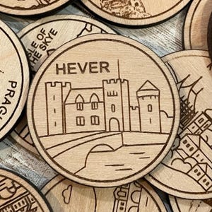 Jeton ou aimant de voyage Hever Angleterre | Jetons de collection pour l'état, la ville, le monument, les parcs nationaux ou le pays du bois | Jeton de suivi de voyage