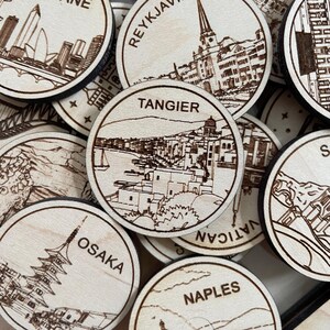Jeton ou aimant de voyage Tanger | Jetons de collection pour l'état, la ville, le monument, les parcs nationaux ou le pays du bois | Jeton de suivi de voyage