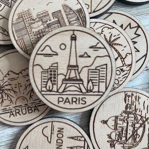 Jeton ou aimant de voyage à Paris | Jetons de collection pour l'état, la ville, le monument, les parcs nationaux ou le pays du bois | Jeton de suivi de voyage