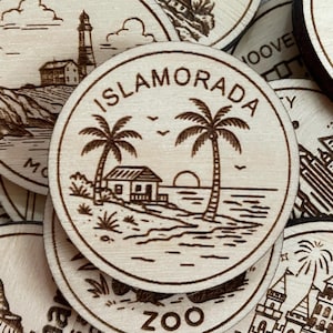 Jeton ou aimant de voyage d'Islamorada | Jetons de collection pour l'état, la ville, le monument, les parcs nationaux ou le pays du bois | Jeton de suivi de voyage