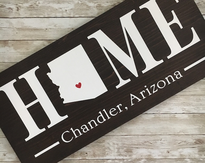 Arizona (AZ) Home State wood sign | 2 sizes available | Customized with Arizona town name | Arizona Wall Decor | Gallery Wall Decor