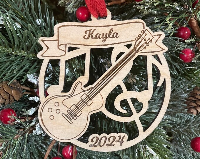 Electric Guitar 2025 Christmas Ornament | Personalized Guitar Instrument Ornament  | 2025 Christmas