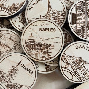 Jeton ou aimant de voyage de Naples | Jetons de collection pour l'état, la ville, le monument, les parcs nationaux ou le pays du bois | Jeton de suivi de voyage