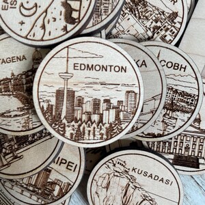 Jeton ou aimant de voyage d'Edmonton | Jetons de collection pour l'état, la ville, le monument, les parcs nationaux ou le pays du bois | Jeton de suivi de voyage