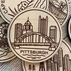 Jeton ou aimant de voyage Pittsburgh | Jetons de collection pour l'état, la ville, le monument, les parcs nationaux ou le pays du bois | Jeton de suivi de voyage