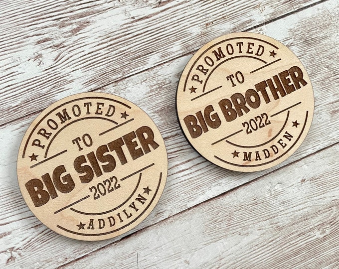 Promoted to Big Brother Magnet | 2.5” inch Wood Magnet | Promoted to Big Sister Magnet | New Sibling Gift | Housewarming Gift Idea