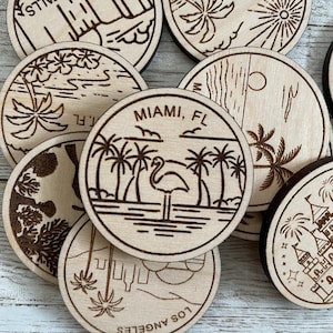 Jeton ou aimant de voyage de Miami Floride | Jetons de collection pour l'état, la ville, le monument, les parcs nationaux ou le pays du bois | Jeton de suivi de voyage