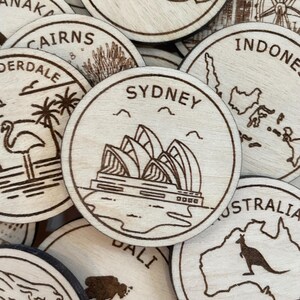 Jeton ou aimant de voyage à Sydney | Jetons de collection pour l'état, la ville, le monument, les parcs nationaux ou le pays du bois | Jeton de suivi de voyage
