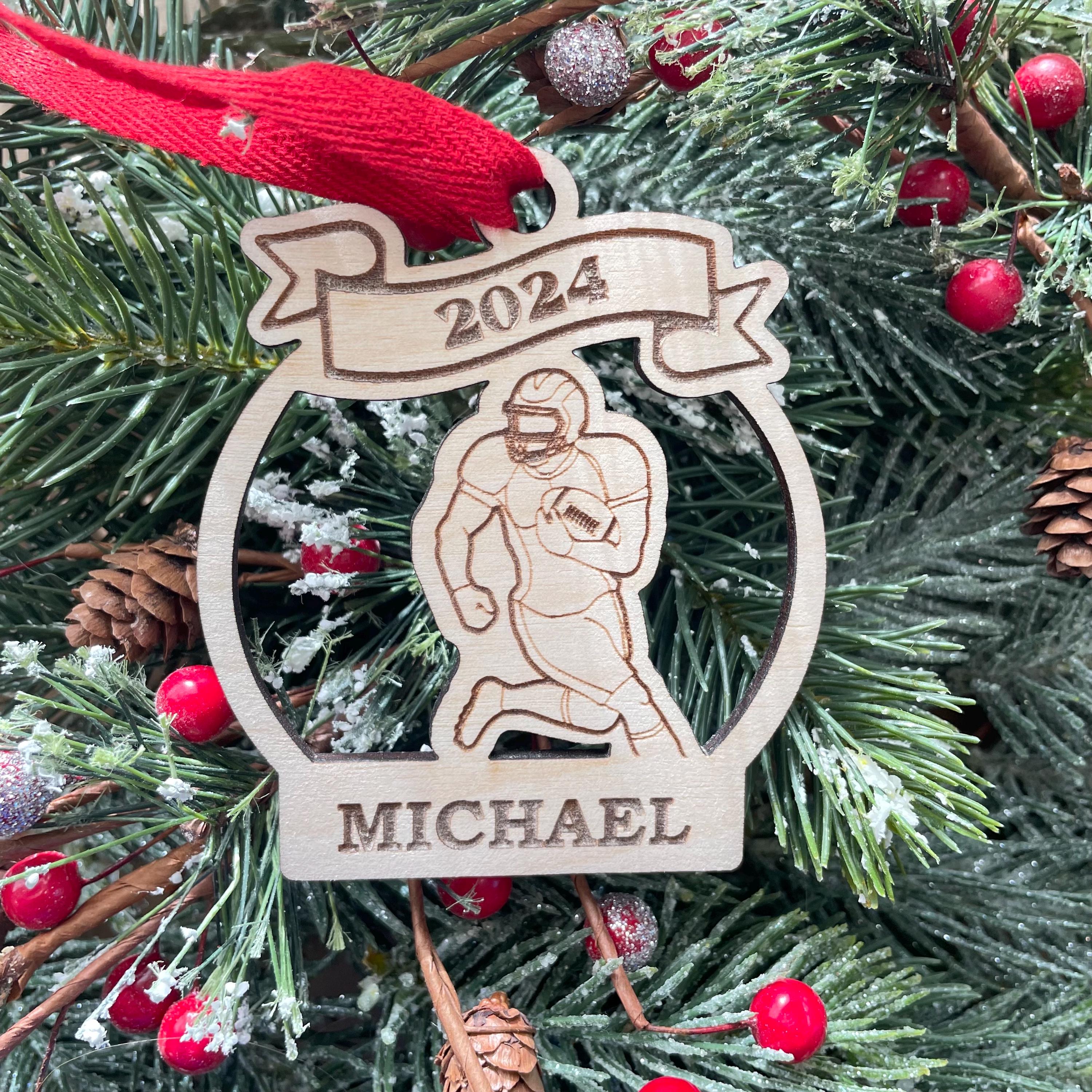 Football Receiver Player 2025 Christmas Ornament | Personalized Football Ornament | Football Receiver, Running Back, Tight End Ornament