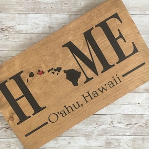 Hawaii Home State Wood Sign: Custom Town Name Decor