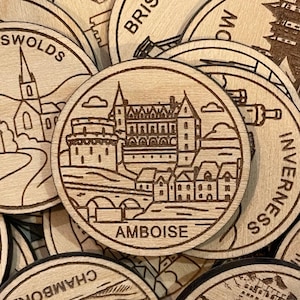 Jeton de voyage ou magnet d'Amboise France | Jetons de collection pour l'état, la ville, le monument, les parcs nationaux ou le pays du bois | Jeton de suivi de voyage