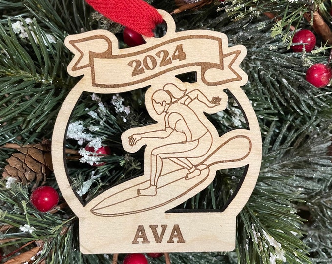 Surfer Girl 2025 Christmas Ornament | Personalized Surfer Ornament | Surfer Ornament | 2025 Christmas