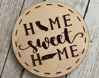 Home Sweet Home Two State 2.5” inch with Strong Hold Magnet | Two Home States | New Home Gift idea | Housewarming Gift Idea | Wood Magnet
