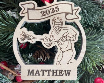 Lacrosse Boy Player 2026 Christmas Ornament | Personalized Lacrosse Ornament | Lacrosse Team Ornament | 2025 Christmas Ornament