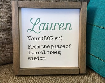 Personalized Name Definition Sign | 3 sizes (8", 10" and 12") Framed | Baby Name | Teacher Gift | Nursery Decor