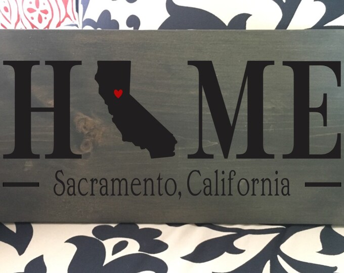 California (CA) Home State wood sign | 2 sizes available | Customized with California town name | California Decor