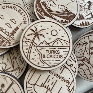 Jeton de voyage ou aimant aux îles Turks et Caicos | Jetons de collection pour l'état, la ville, le monument, les parcs nationaux ou le pays du bois | Jeton de suivi de voyage