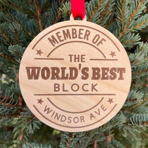 World’s Best Block Christmas Ornament | Neighbor Gift | New Neighbor Gift | 2025 Christmas Ornament