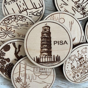 Jeton de voyage ou aimant de Pise Italie | Jetons de collection pour l'état, la ville, le monument, les parcs nationaux ou le pays du bois | Jeton de suivi de voyage