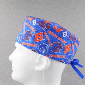 Finished Template ribbon tieback scrub hat, surgical hat, chefs hat, head cover cap with Terry Cloth Sweatband and/or Buttons Options
