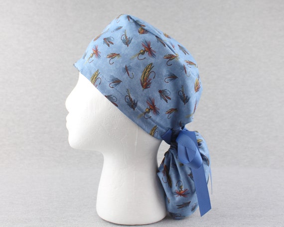Fly Fishing Flies Ponytail Scrub Hat 