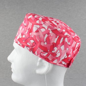 Ribbon awareness Hook&Loop surgical hat, scrub hat, chefs hat, head cover cap with options for Terry Cloth Sweatband and/or Buttons