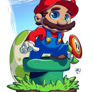 Chibi Mario 8.5x11&quot; Print