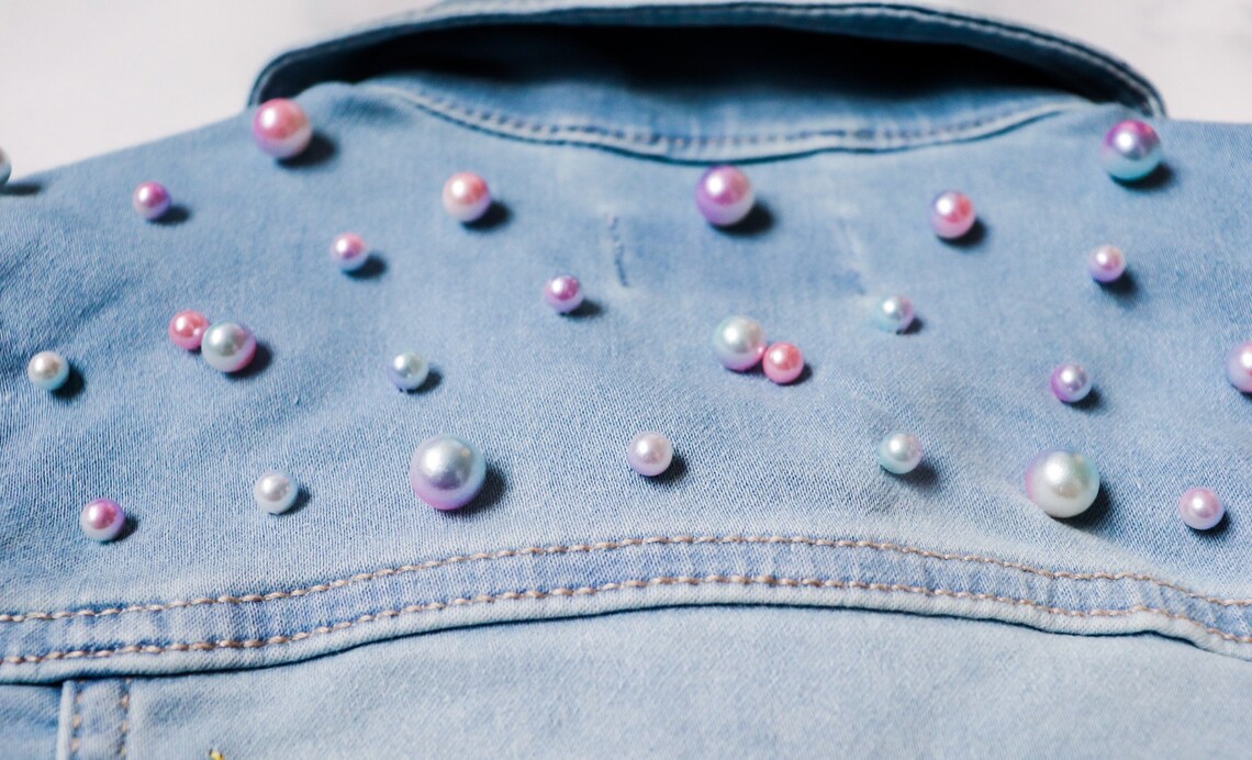 Minnie Pearl Girls Denim Jacket Pink Purple Glitter Sparkle Etsy