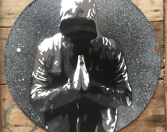 Invocation - Spray Farbe Wandkunst auf Vinyl, Hand geschnitten Schablone Kunst - weißer Raum