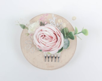 Bridal hair comb, Floral bride comb, Rustic wedding comb, Bridesmaid hair comb, Blush and pink floral comb, Flower wedding hair accessories,