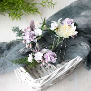 Flower hair clip, Lilac wedding headpiece, Bridal hairpiece, Lavender hair pin, Flower hair pins, Wedding hair pieces, Bridesmaid hair pins