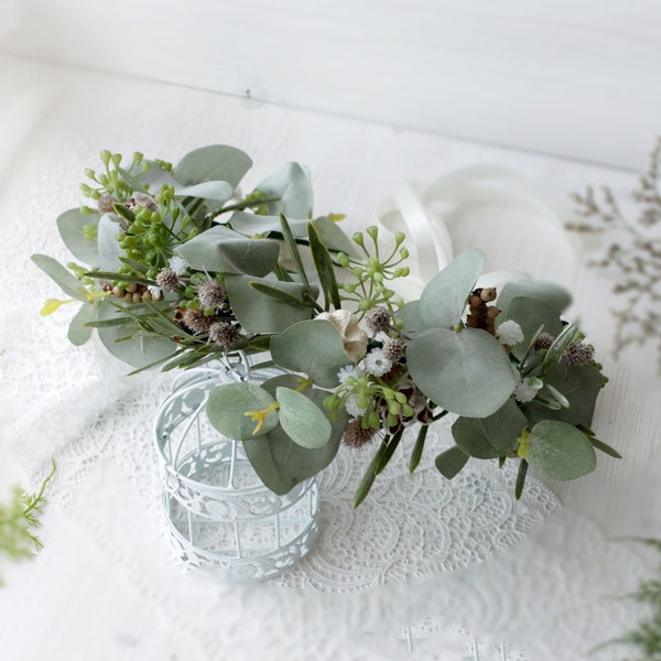 Greenery crown, Flower girl crown, Eucalyptus flower hairpiece, Boho flower headpiece, Bridesmaid floral headpiece, Bridal wedding crown