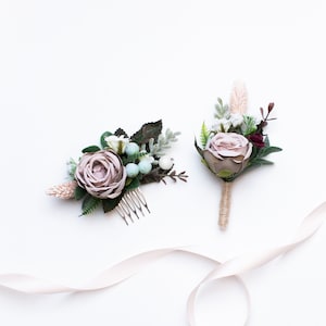 Boho wedding comb, Bridal flower headpiece, Blush flower hair comb, Bridesmaid hair comb, Woodland wedding, Wedding hair accessories