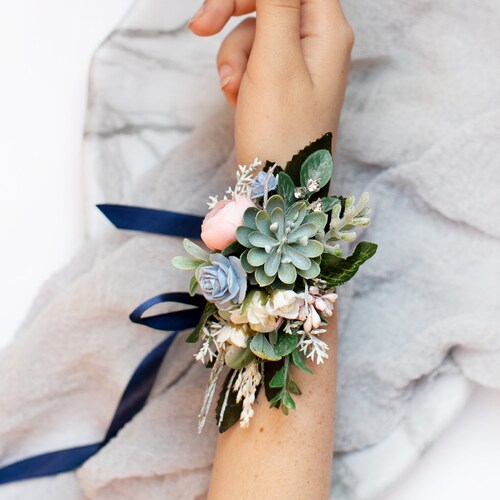 Wrist Corsage and Boutonniere Set Lilac Corsage Succulent Etsy