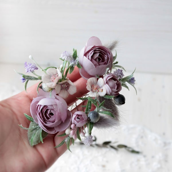 Lilac hair pins, Flower hair pin, Bridal hairpiece, Mauve headpiece, Wedding hairpieces, Bridesmaid hair pins, Hair clip, Lavender headpiece